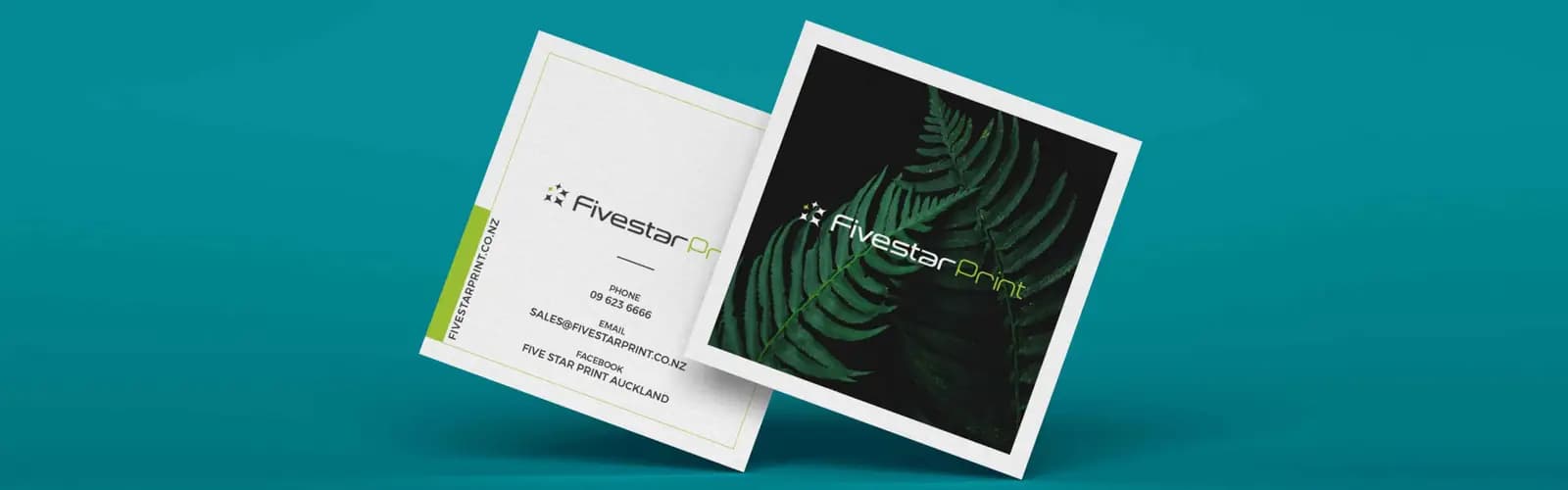 The Fivestar business card before the rebrand on the left, and after it on the right