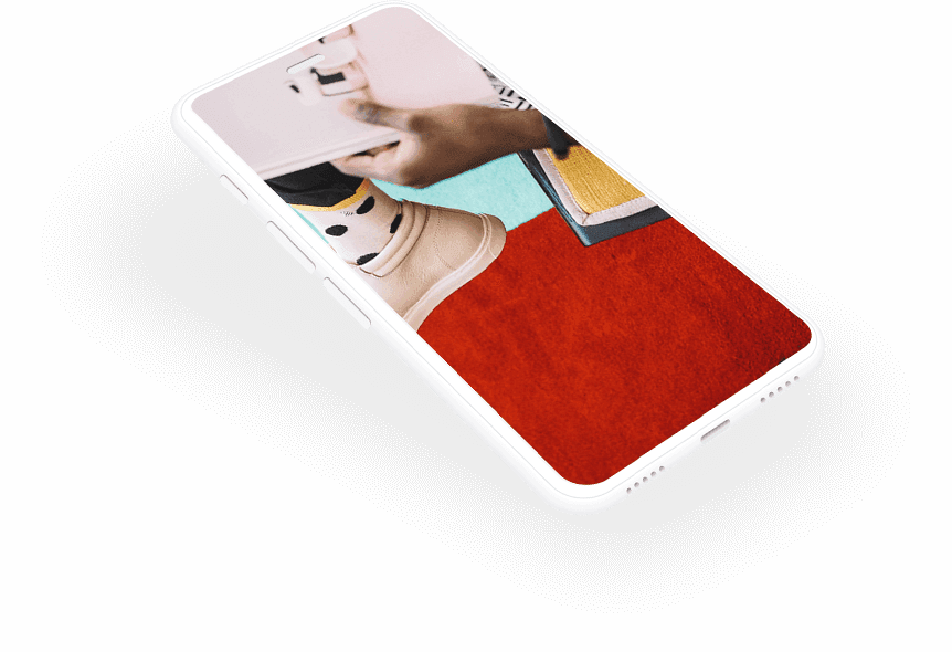 Mobile app design shown on a phone